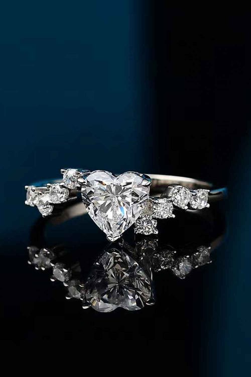 1 Carat Moissanite Heart 925 Sterling Silver Ring by Wild and Free Boutique