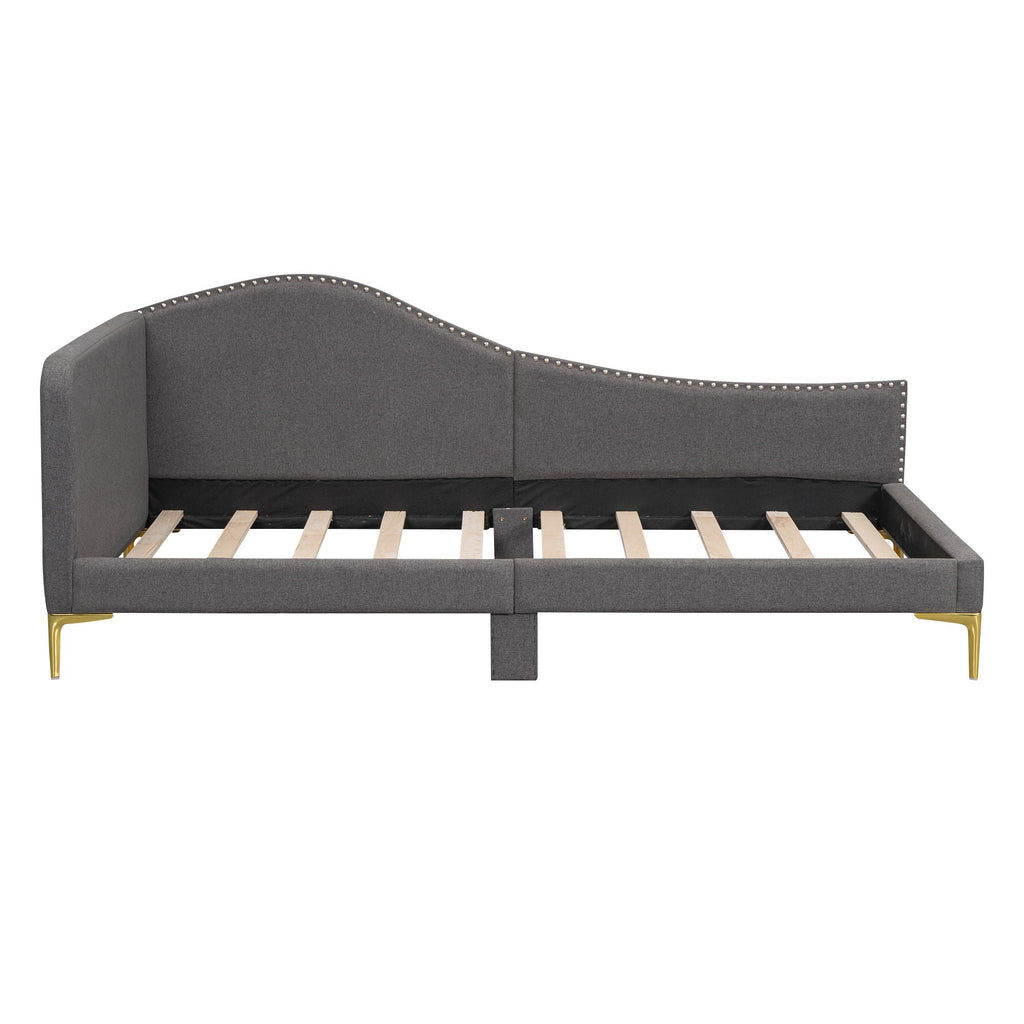 Upholstered Daybed With Headboard And Armrest, Support Legs by Unique Piece Furniture