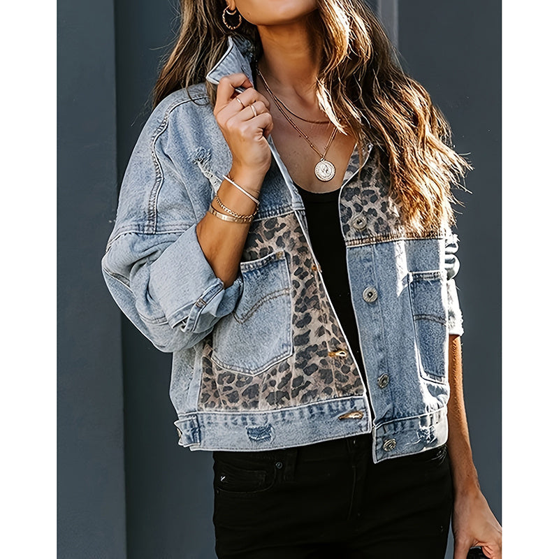 Women's Cropped Distressed Denim Jacket by FitiqueFit
