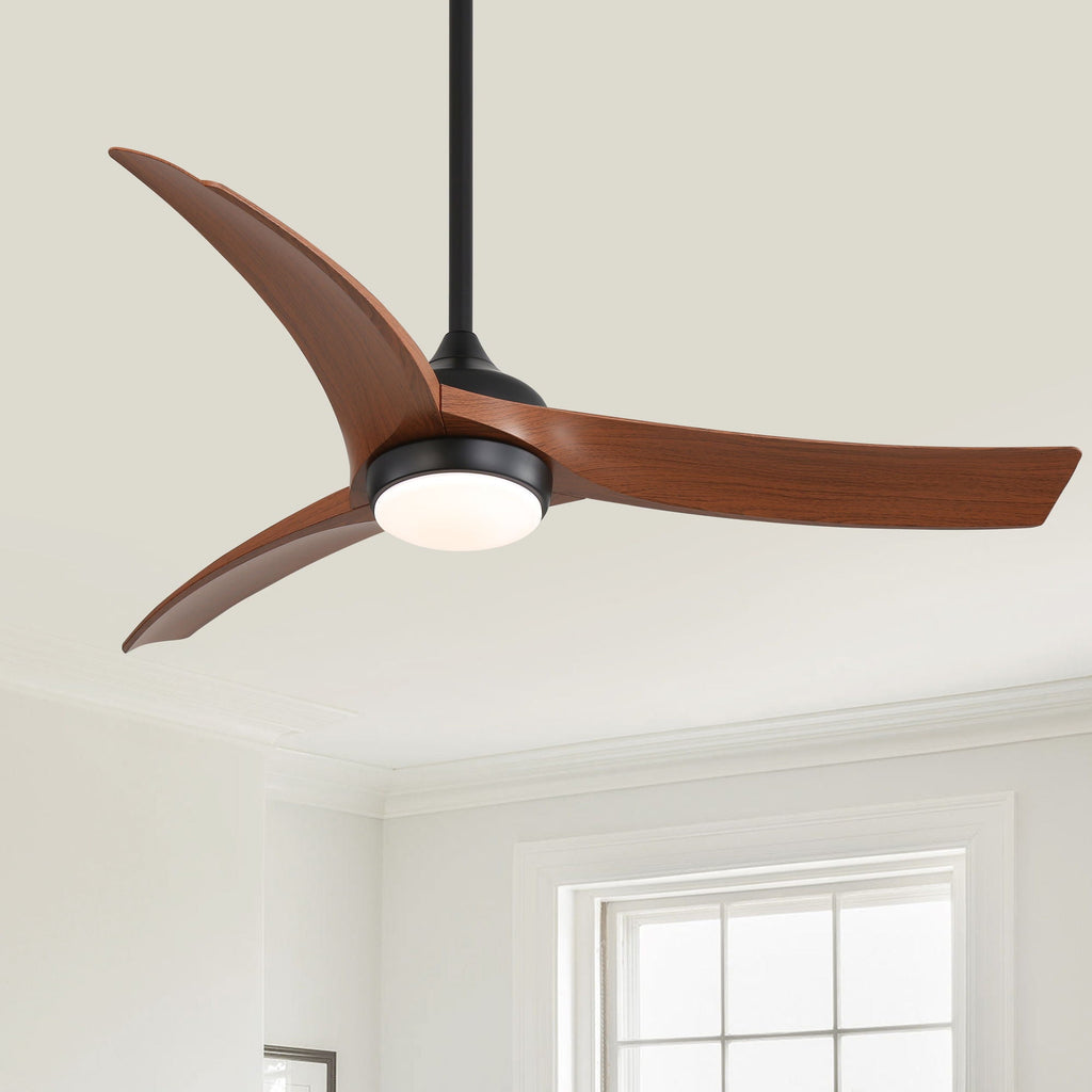 Ceiling Fan With 3 Blades, Remote Control Reversible DC Motor, Dimmable Light, And 1H / 4H / 8H Timer - Black by Unique Piece Furniture