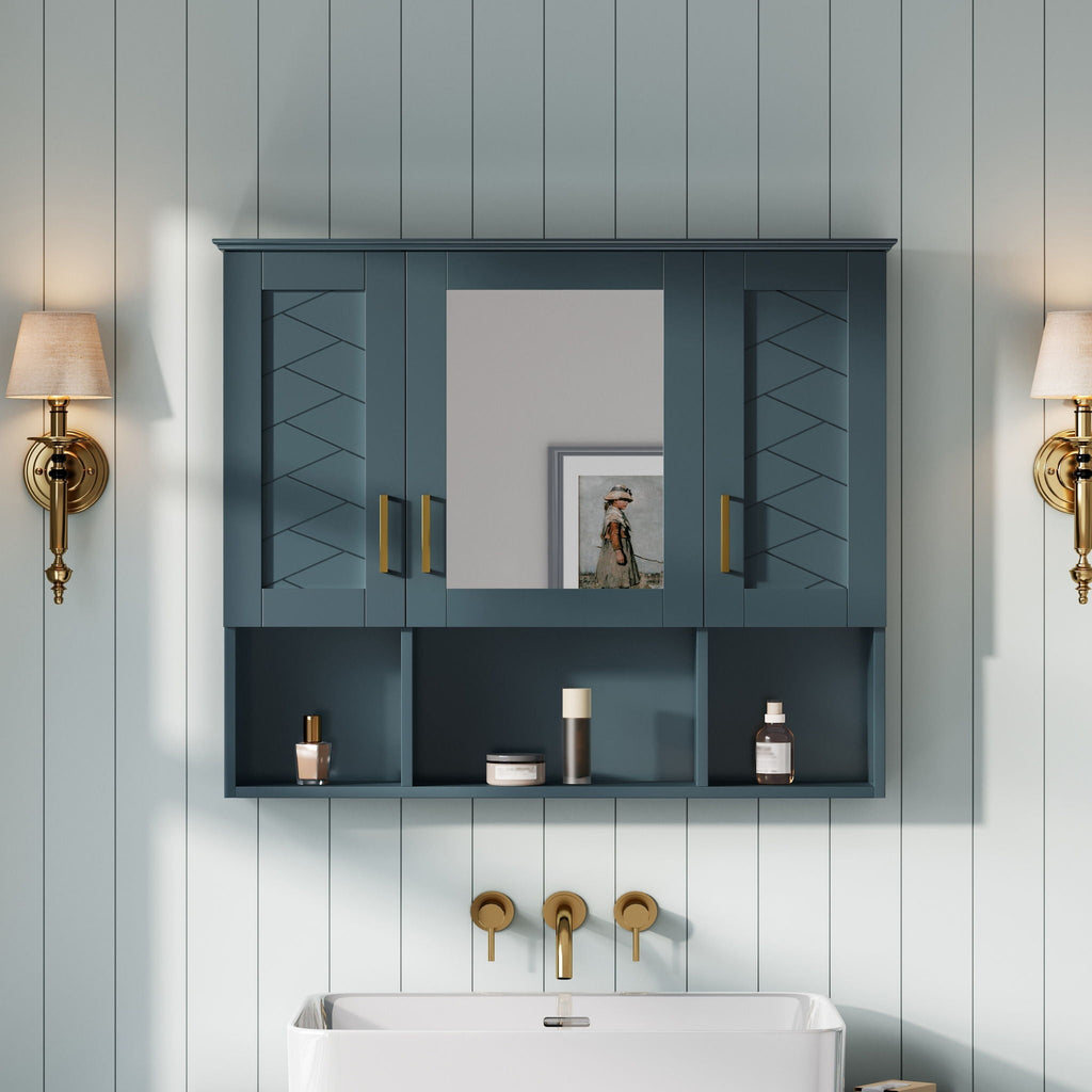 Modern Wall Mounted Medicine Cabinet With Adjustable Shelves, Soft Close Doors, High Define Mirror by Unique Piece Furniture