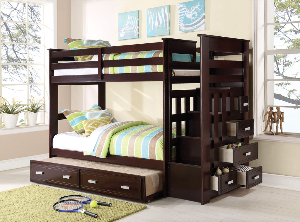 Allentown - Twin / Twin Bunk Bed With Trundle Storage - Espresso by Unique Piece Furniture