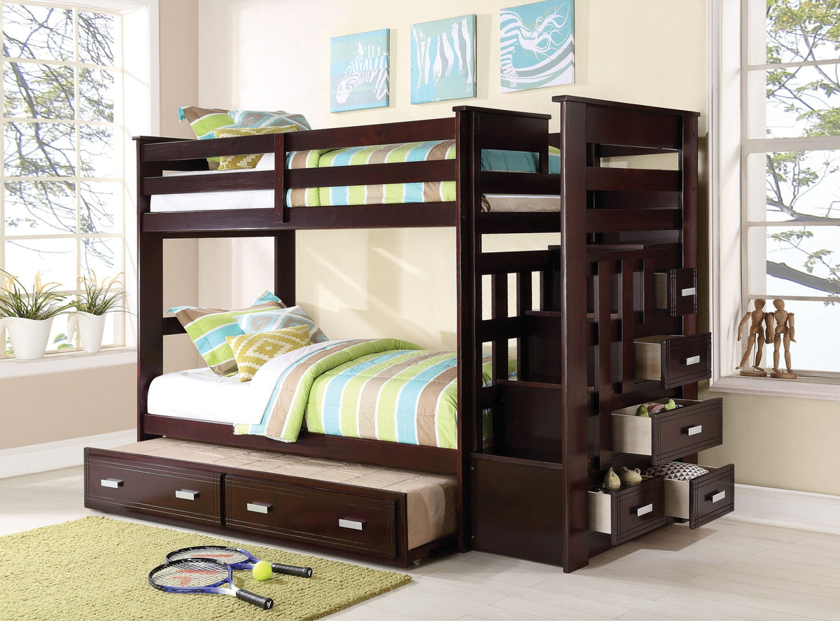 Allentown - Twin / Twin Bunk Bed With Trundle Storage - Espresso by Unique Piece Furniture