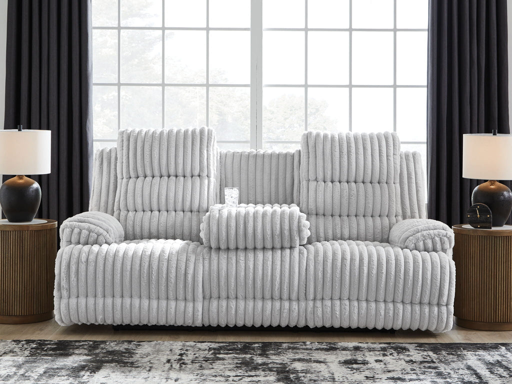 Rhines Falls - Reclining Power Sofa With Drop Down Table - Alloy by Unique Piece Furniture