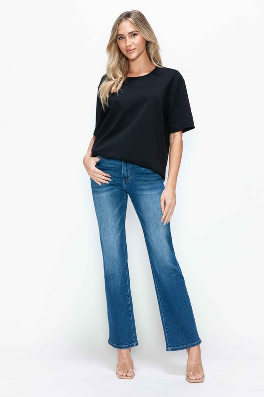 bytos Full Size Cat's Whiskers High Rise Straight Jeans by Wild and Free Boutique