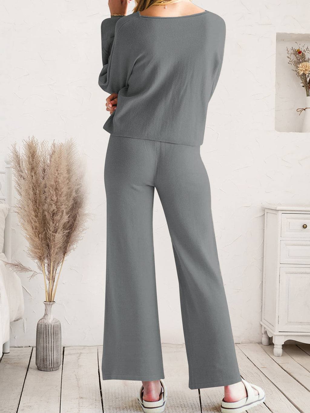 Long Sleeve Lounge Top and Drawstring Pants Set by Wild and Free Boutique