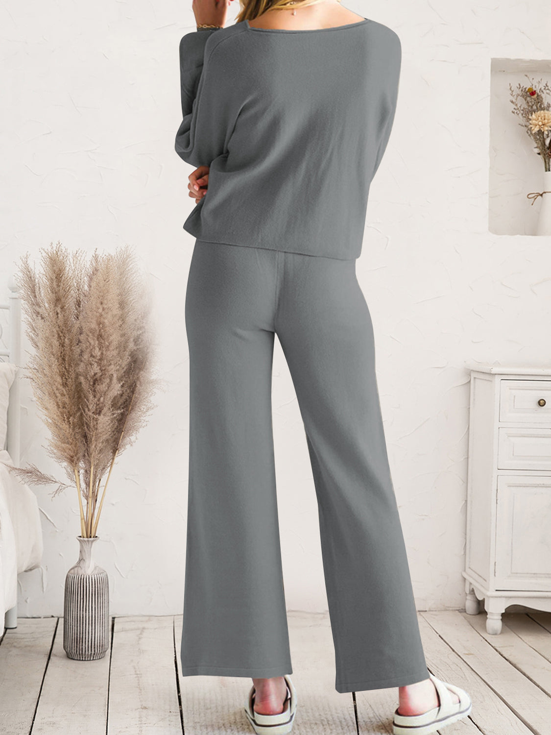 Long Sleeve Lounge Top and Drawstring Pants Set by Wild and Free Boutique