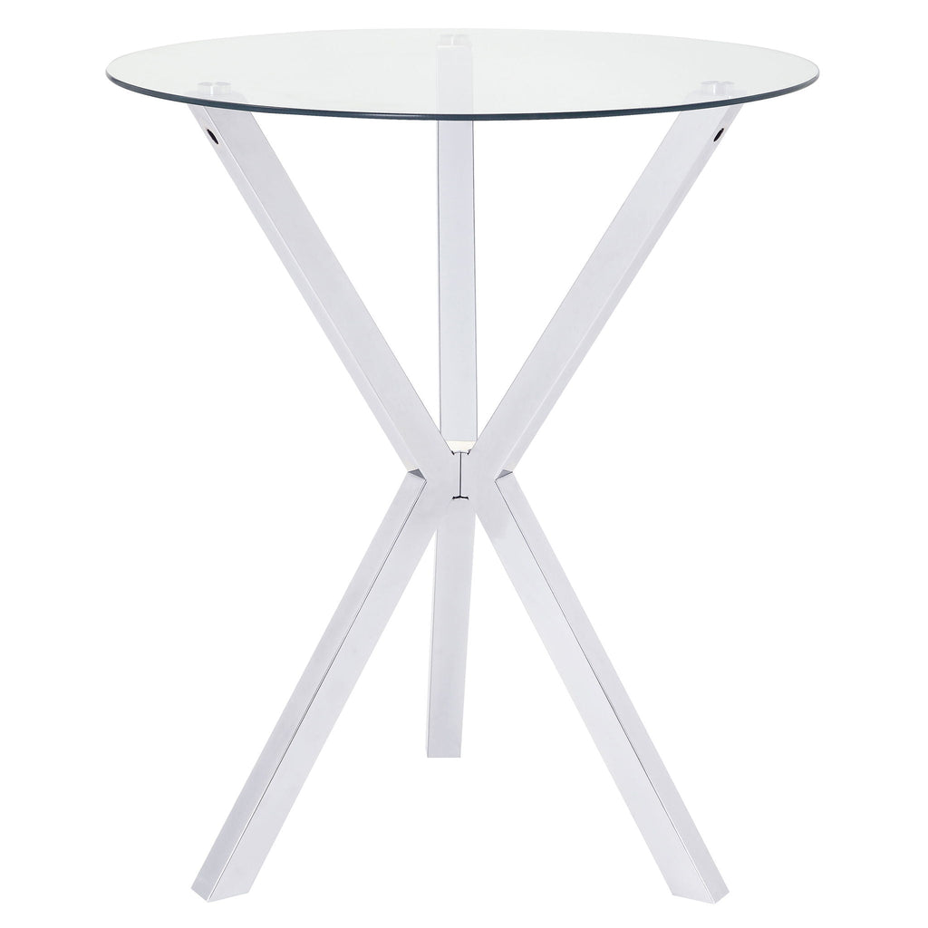 Denali Round 35-inch Glass Top Bistro Bar Table Chrome by Unique Piece Furniture