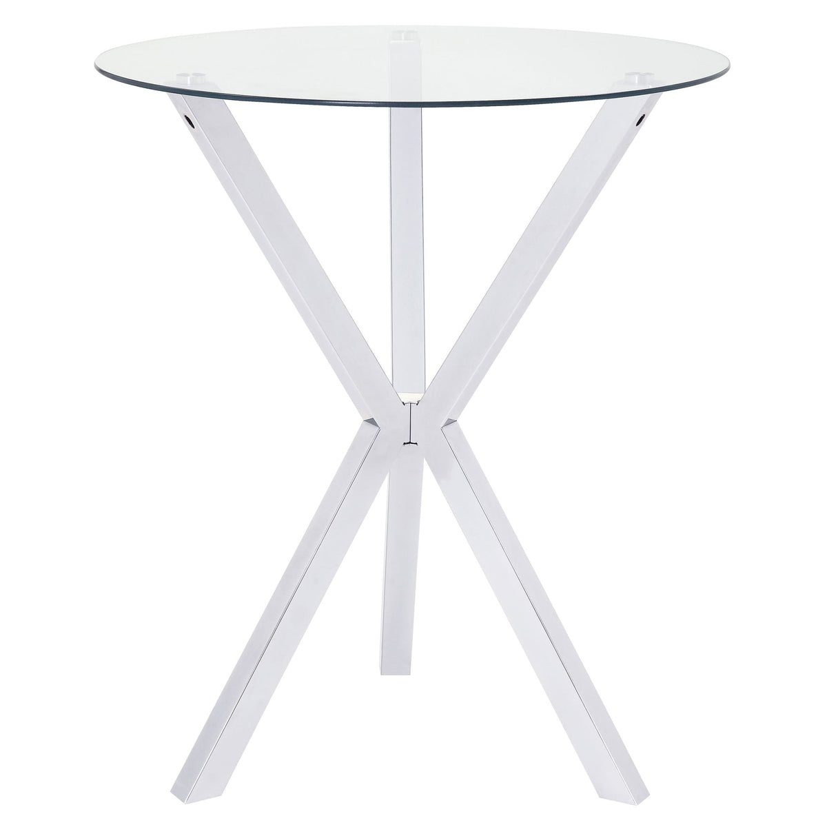 Denali Round 35-inch Glass Top Bistro Bar Table Chrome by Unique Piece Furniture