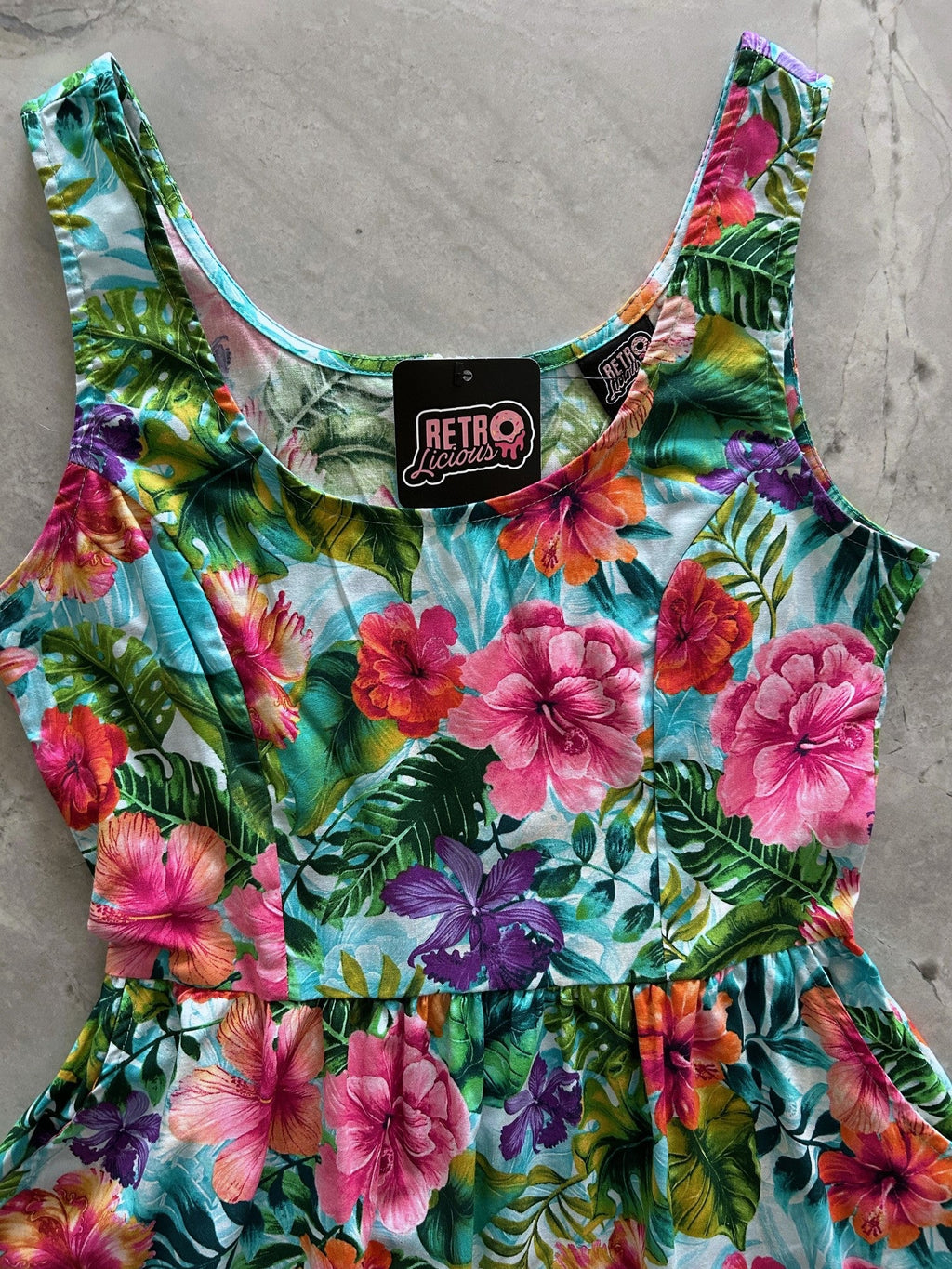 Tropical Fit & Flare Dress by Retrolicious