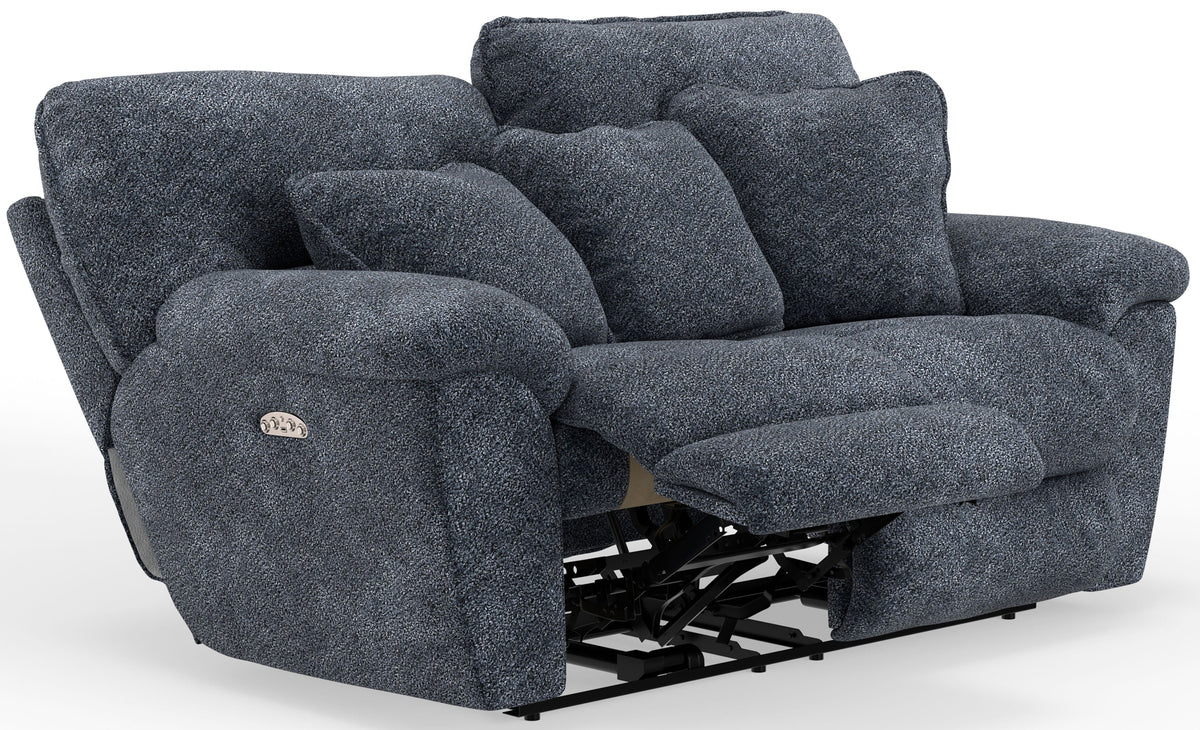 Paxon - Deep Seat Power Reclining Loveseat With Power Adjustable Headrest - Smoke by Unique Piece Furniture