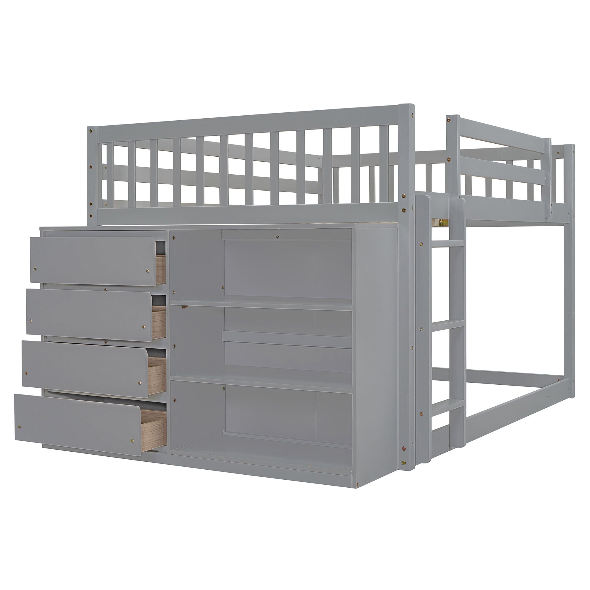 Bunk Bed With 4 Drawers And 3 Shelves by Unique Piece Furniture