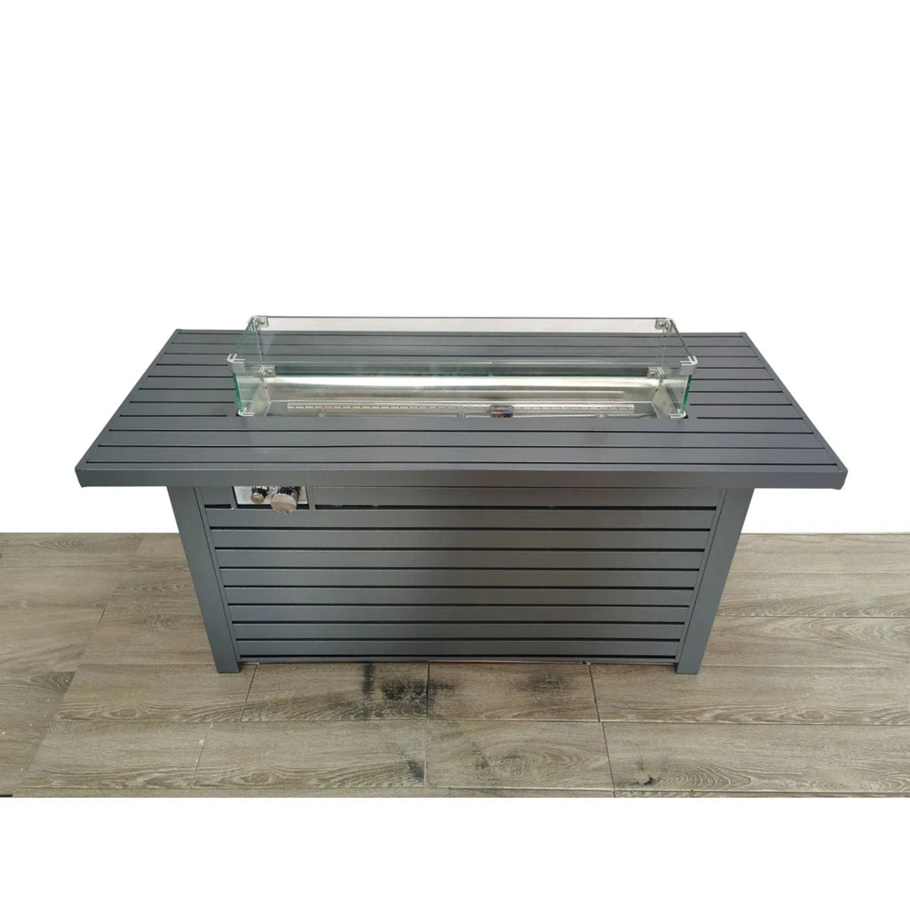 Outdoor Gas Fire Pit Table With Durable Construction And Lid - Gray by Unique Piece Furniture