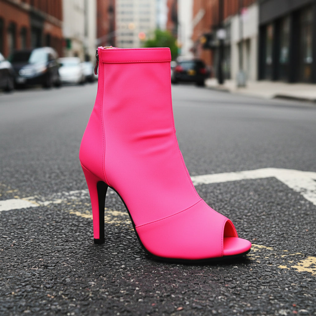 Women’s Peep Toe Stiletto Boots | High Heel Fishmouth Boots by FitiqueFit