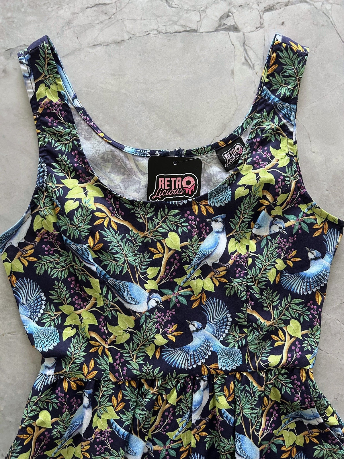 Birds Fit & Flare Dress by Retrolicious