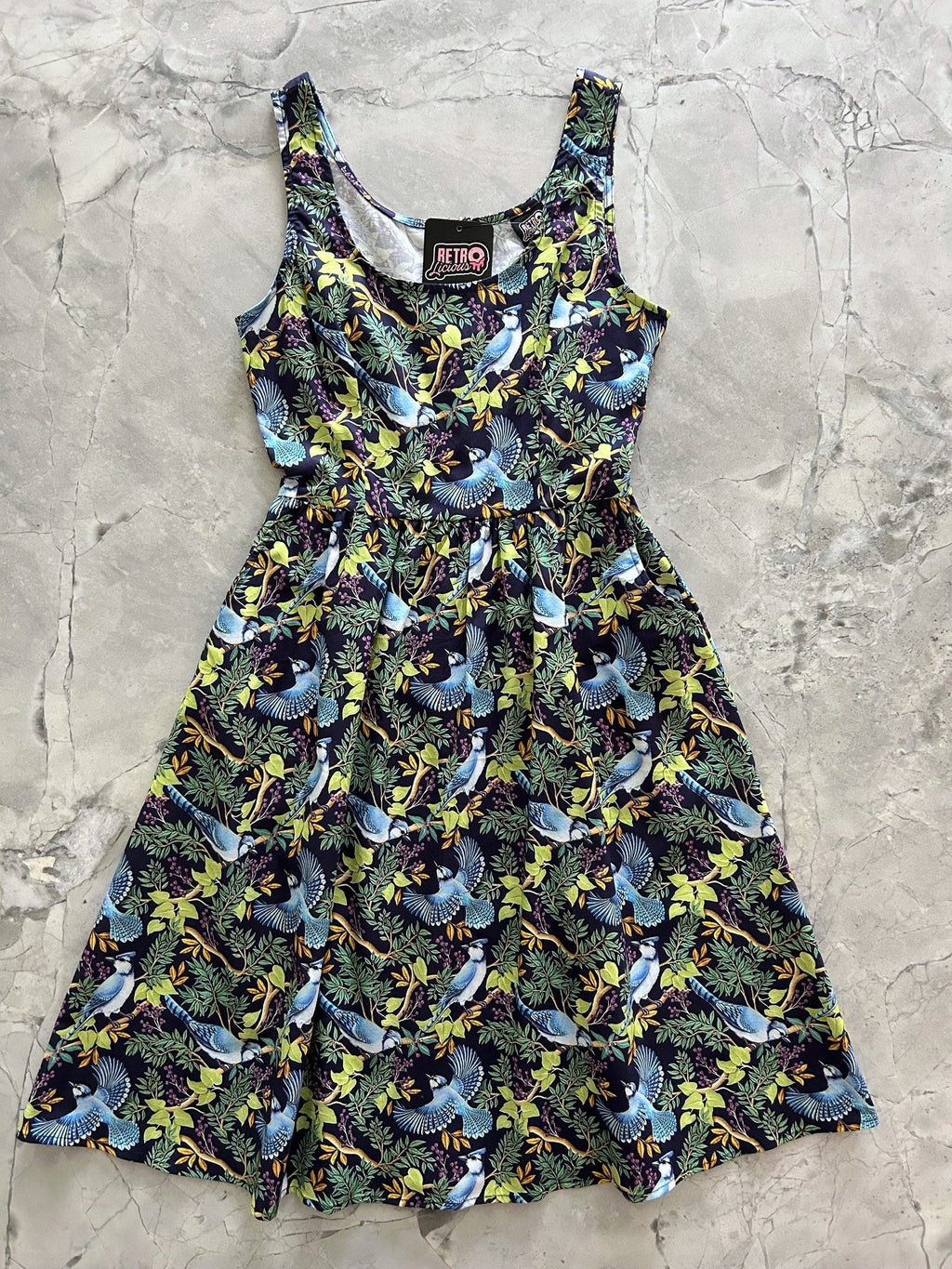 Birds Fit & Flare Dress by Retrolicious