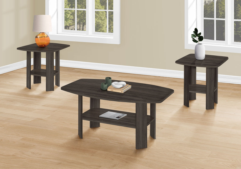 Table Set: Coffee, End, Side, Accent, Living Room, Transitional (Set of 3) - Oak by Unique Piece Furniture