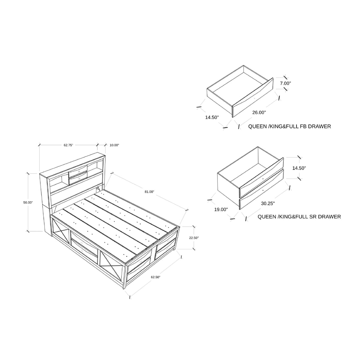 Lucille - Bed With Storage And Bookcase Headboard by Unique Piece Furniture