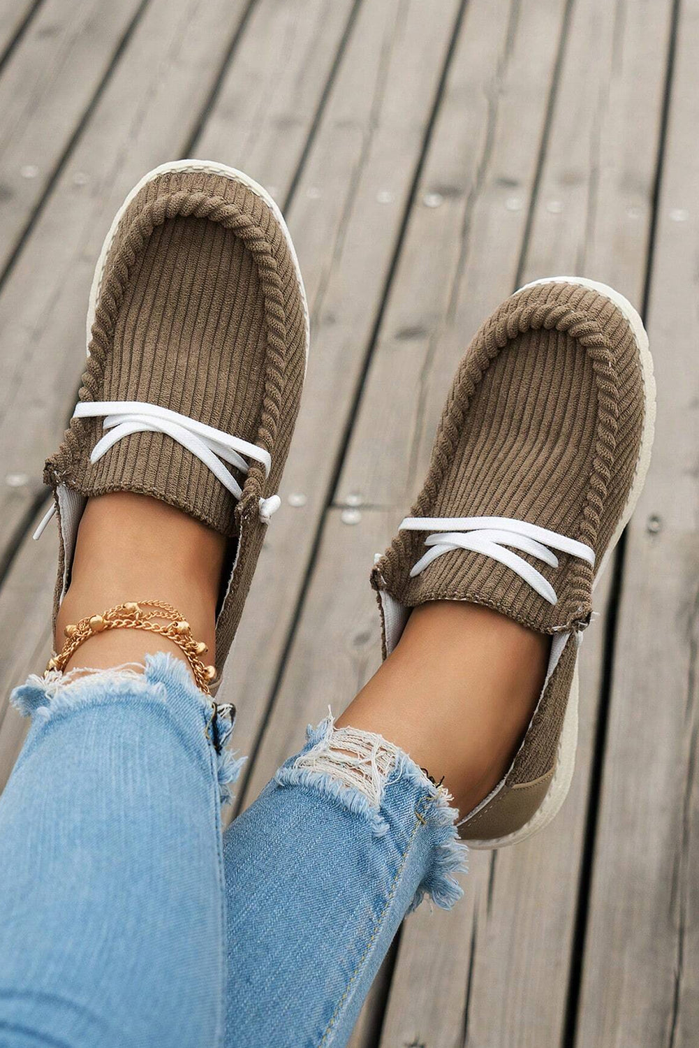 White Lace Up Casual Shoes by Wild and Free Boutique