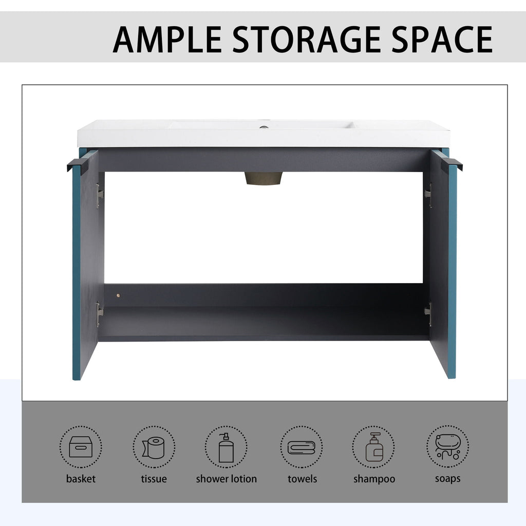 Contemporary Wall Mounted Bathroom Vanity With Resin Double Sink by Unique Piece Furniture