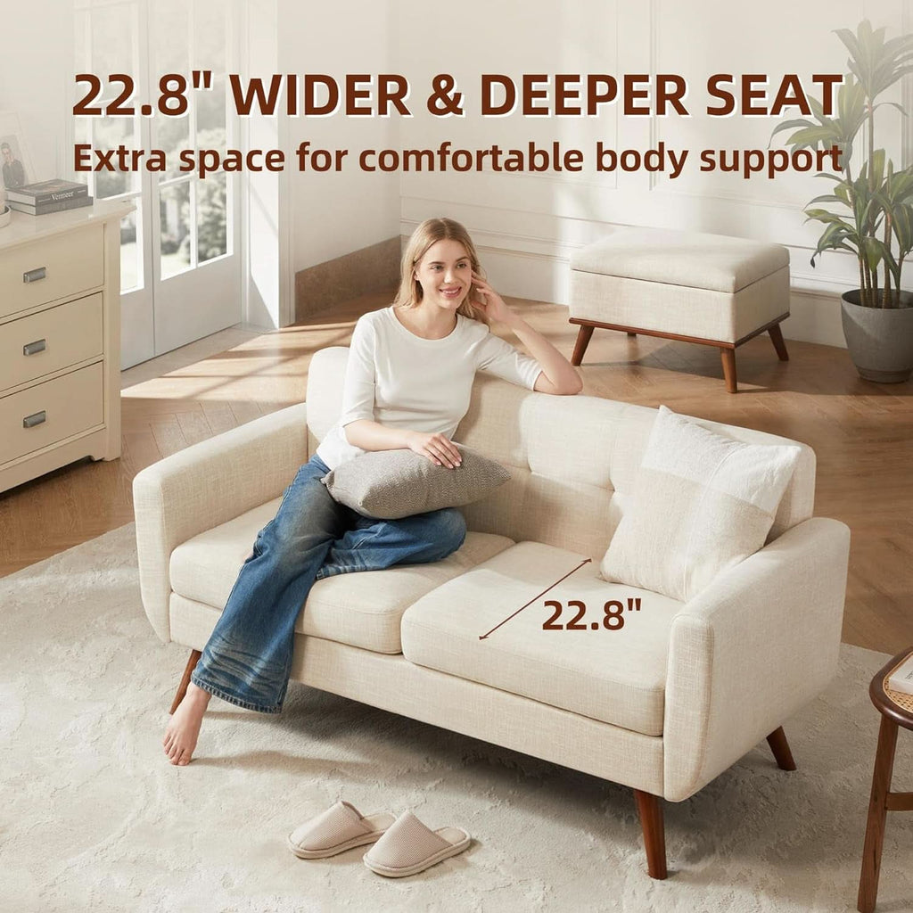 Modern Compact Beige Loveseat For Small Living Rooms by ShipItFurniture