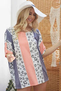 BiBi Leopard Stripe Printed French Terry Oversized Top by Wild and Free Boutique