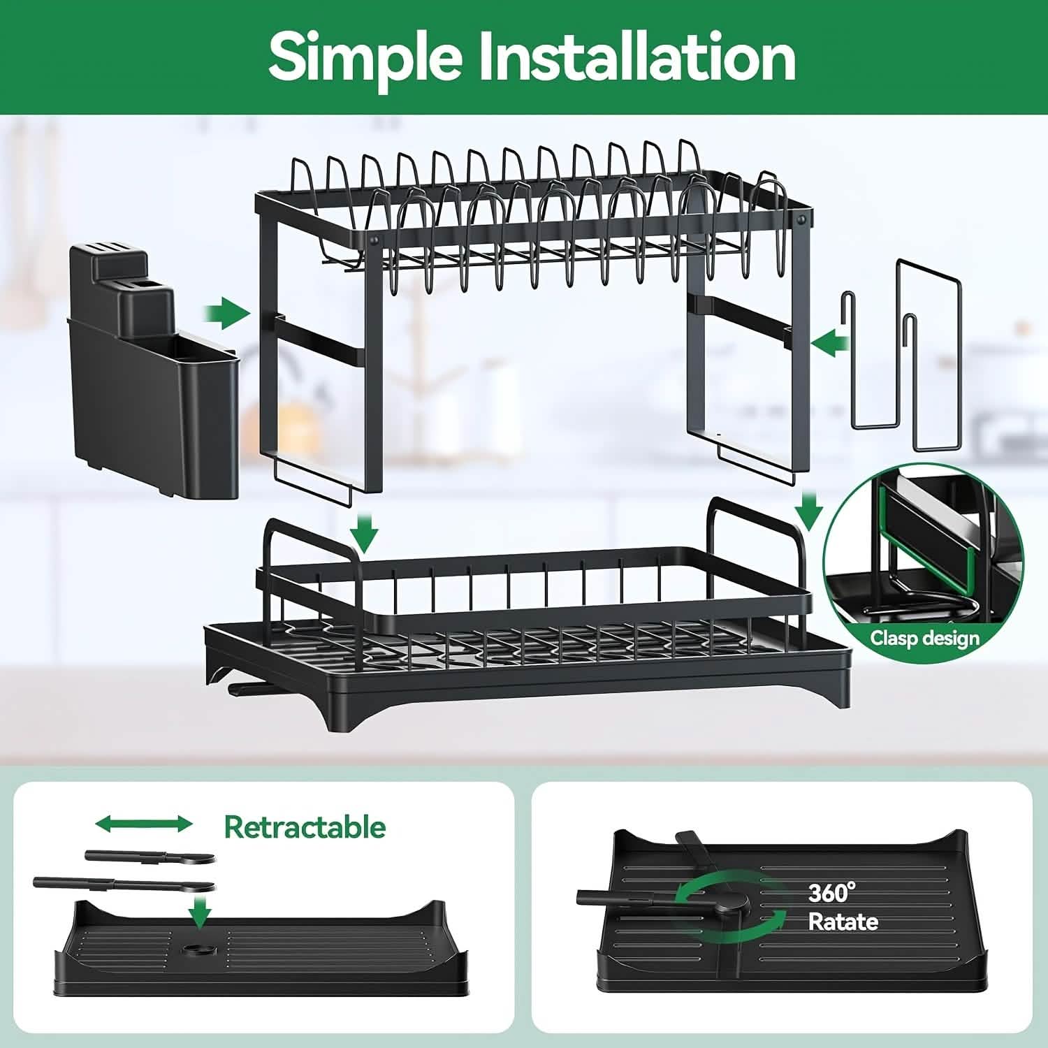 Black Metal Dish Rack – 2-Layer / 3-Layer by DailySale