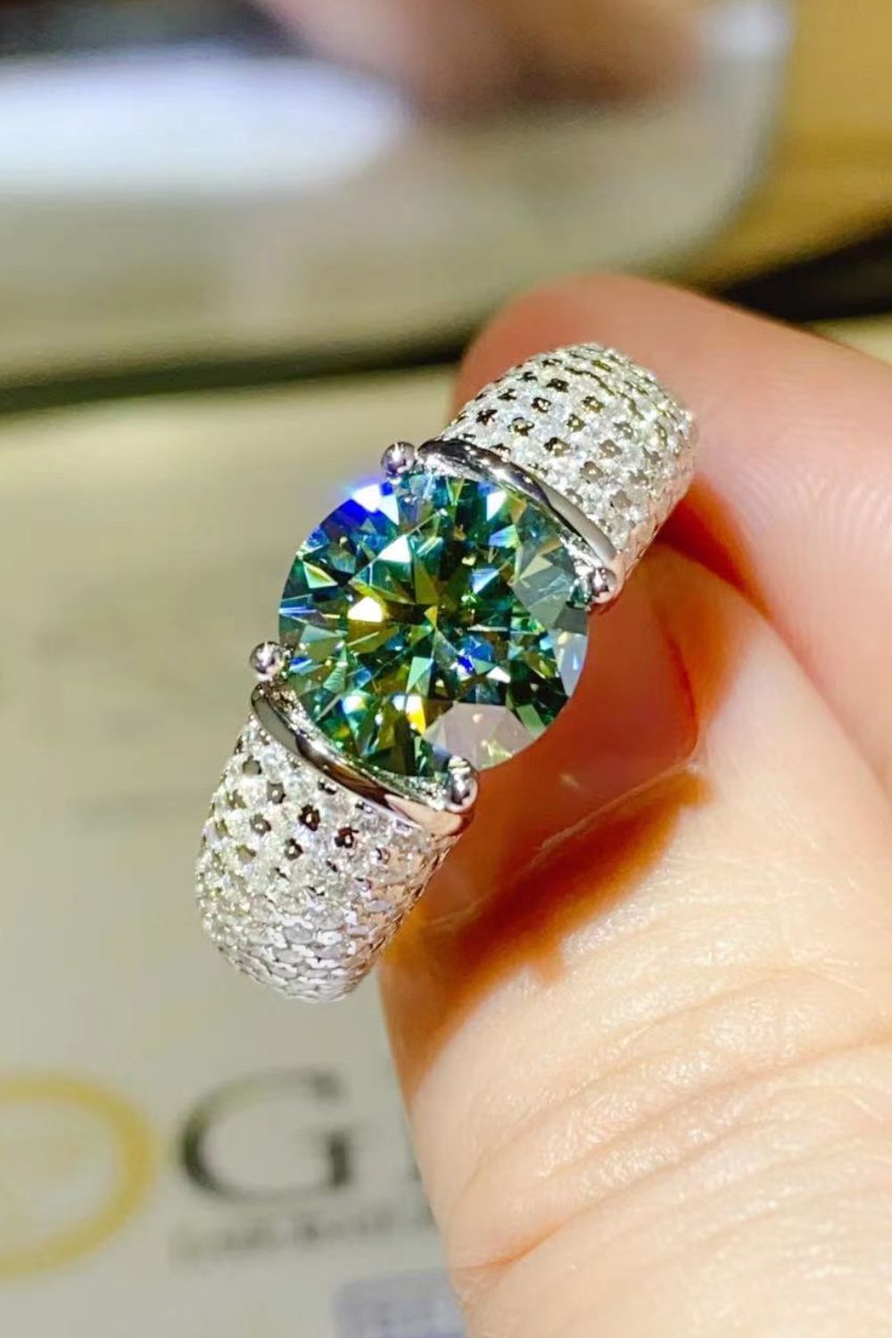 3 Carat Moissanite Side Stone Ring by Wild and Free Boutique