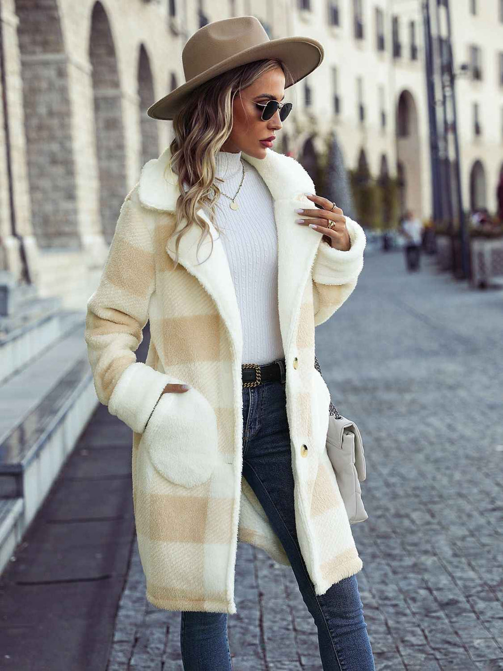 Plaid Button Down Coat with Pockets by Wild and Free Boutique