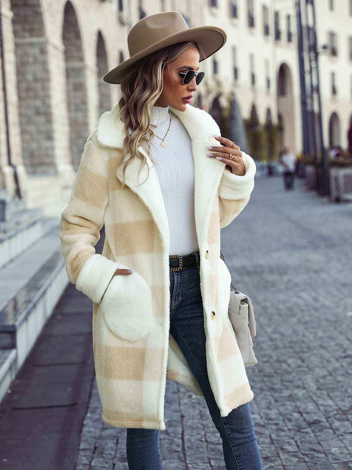 Plaid Button Down Coat with Pockets by Wild and Free Boutique