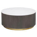 Jason Round White Marble Top Coffee Table Charcoal by Unique Piece Furniture