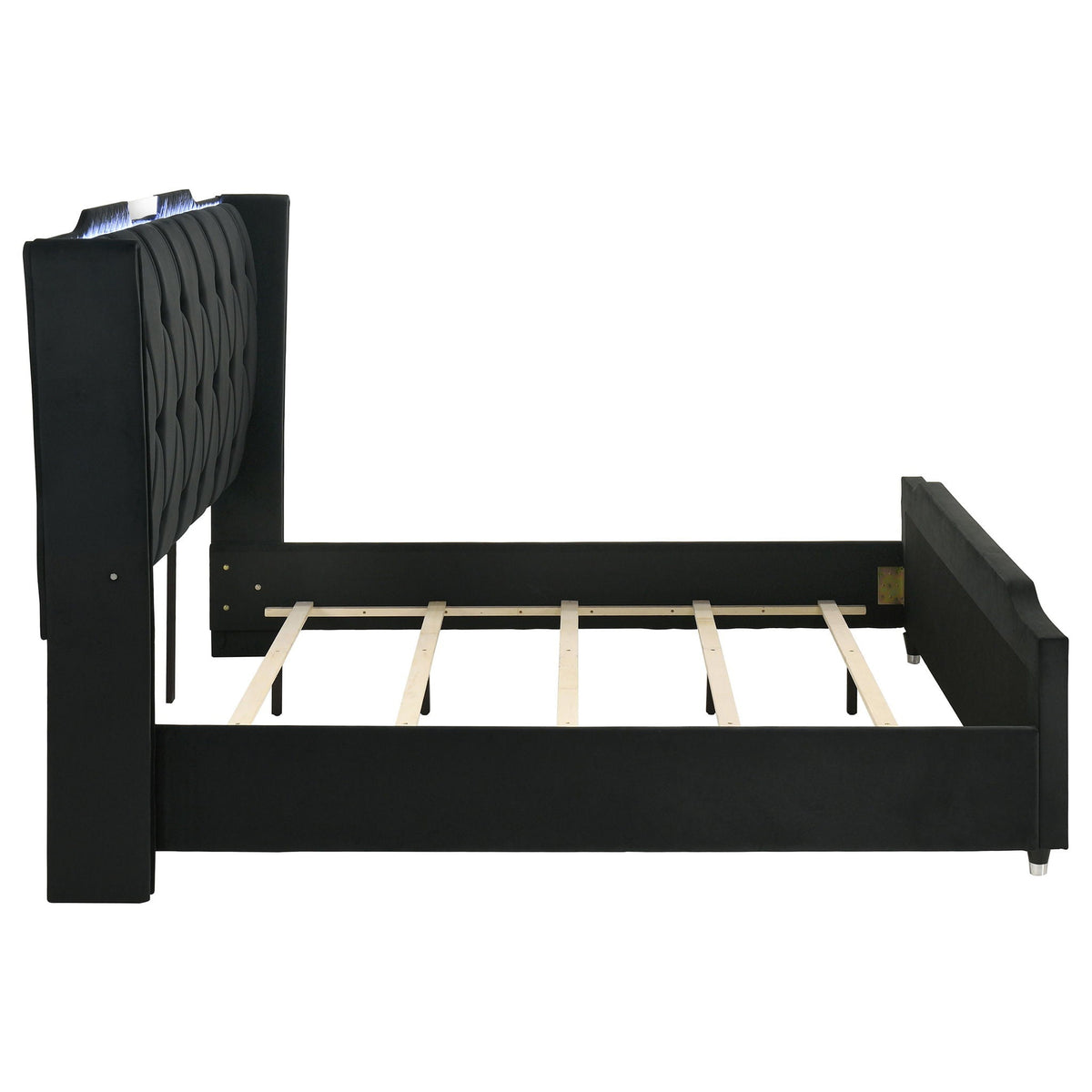 Lorient Eastern King LED Upholstered Bed Black by Unique Piece Furniture
