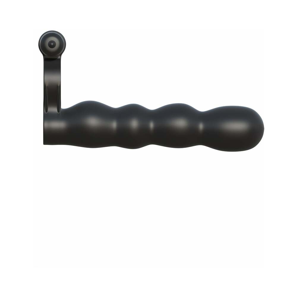 Fantasy C-Ringz Posable Partner Double Penetrator Vibrating Cockring Black by Pipedream