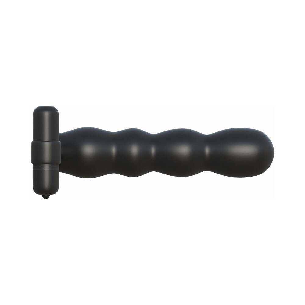 Fantasy C-Ringz Posable Partner Double Penetrator Vibrating Cockring Black by Pipedream