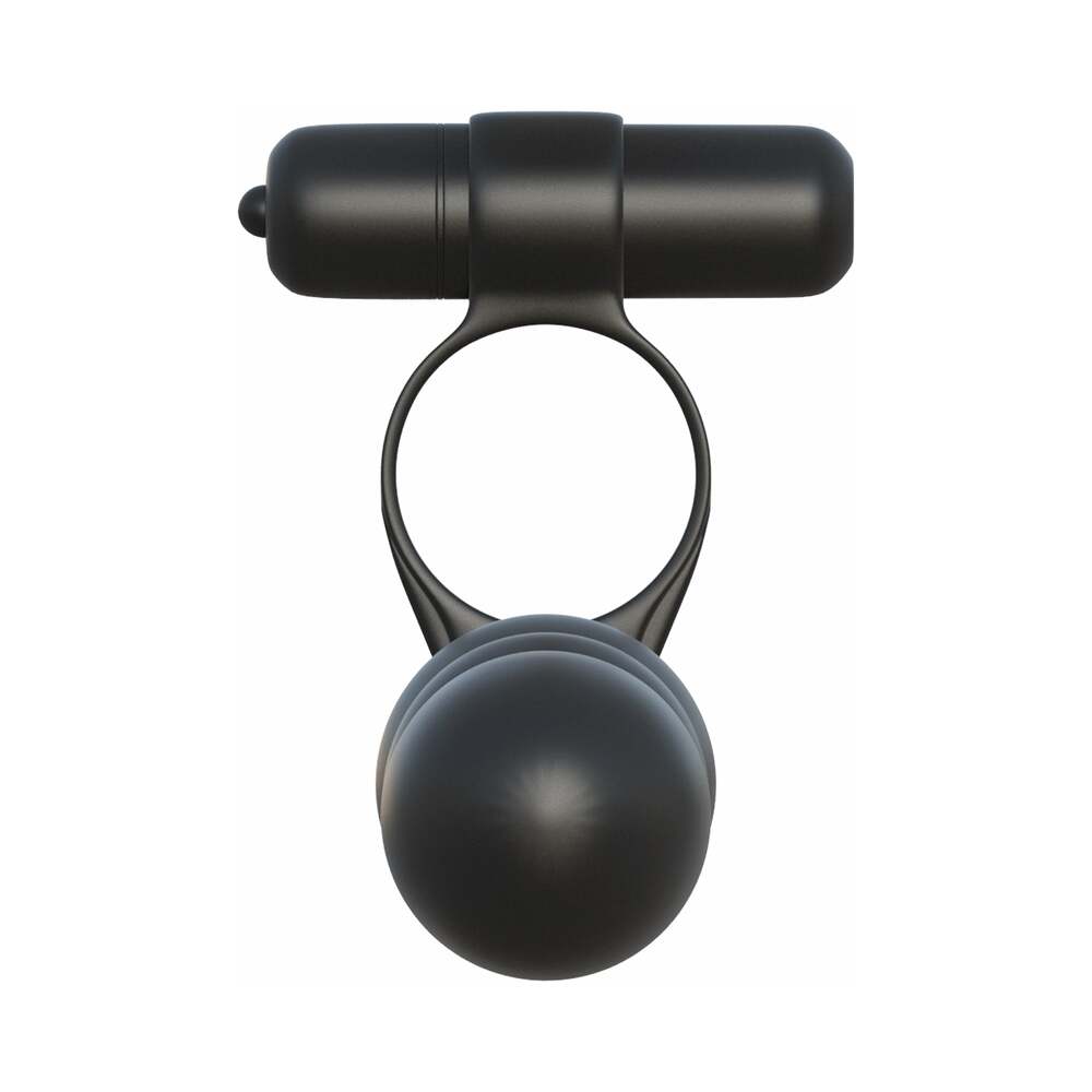 Fantasy C-Ringz Posable Partner Double Penetrator Vibrating Cockring Black by Pipedream