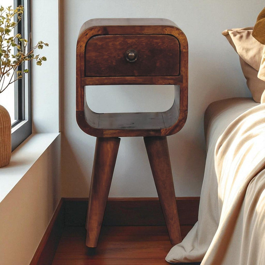 Mini California Curved Nightstand Wth Lower Slot by Unique Piece Furniture