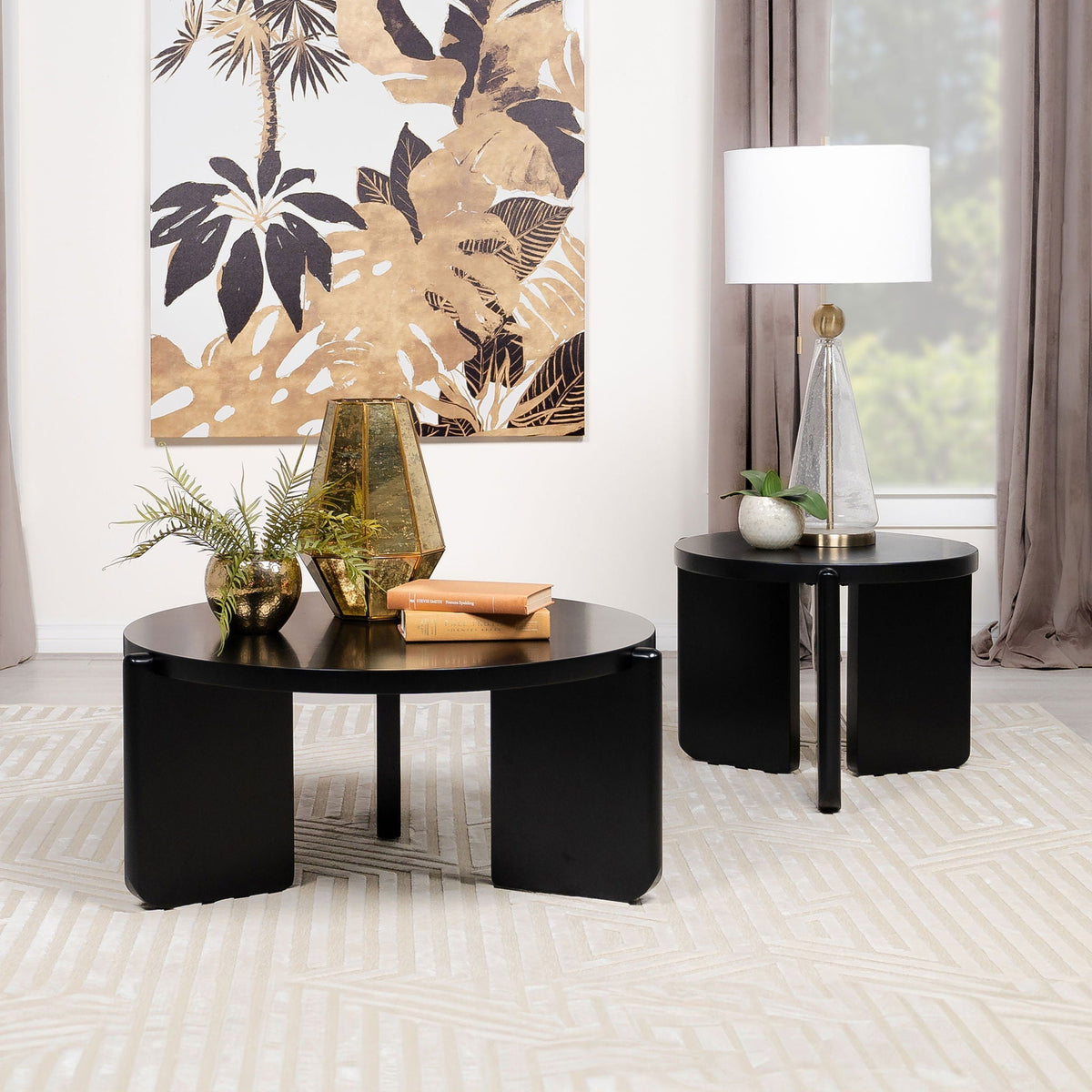 Cordova Round Solid Wood Coffee Table Black by Unique Piece Furniture