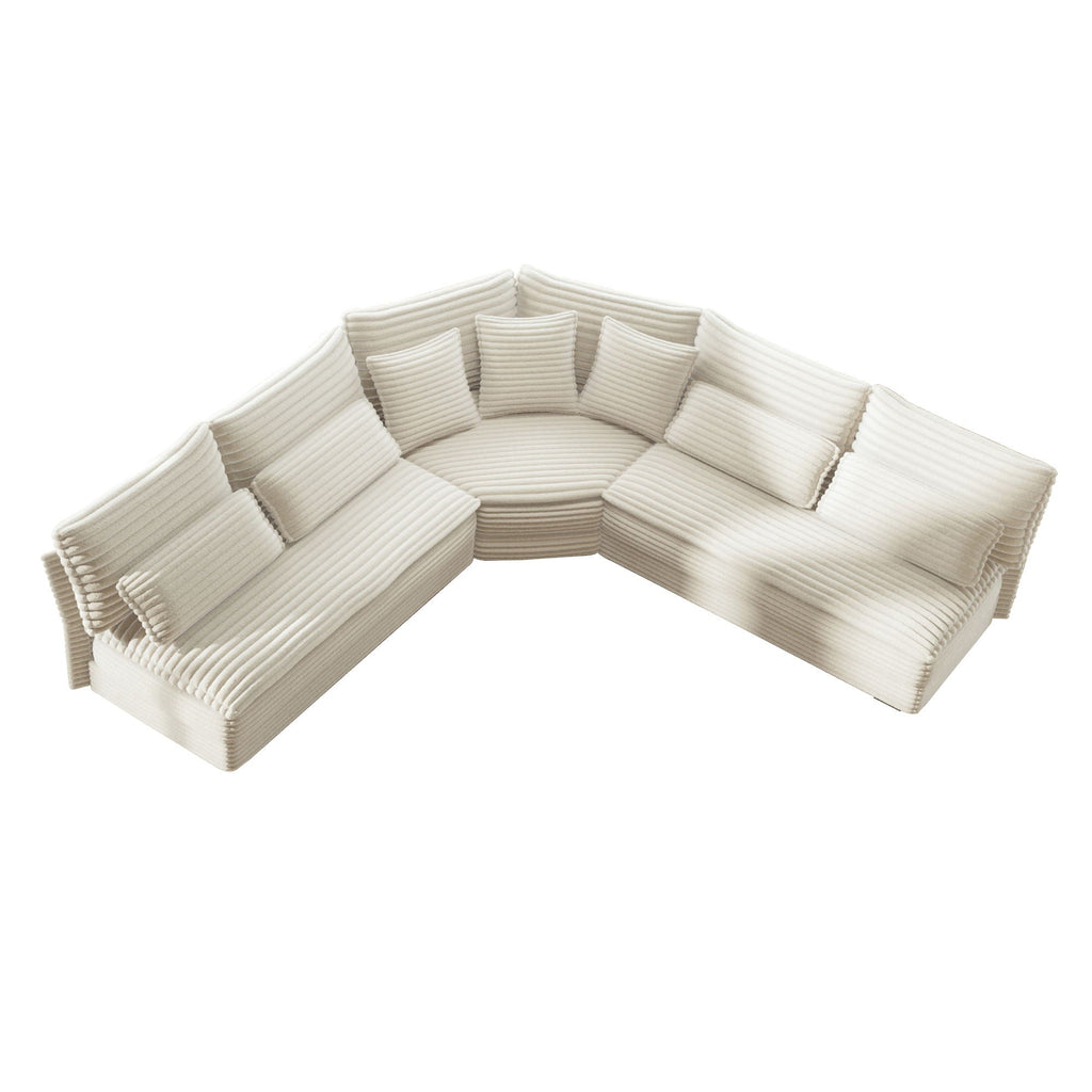 5 Seater L Shaped Sectional Sofa With Curved Corner, 7 Pillows by Unique Piece Furniture