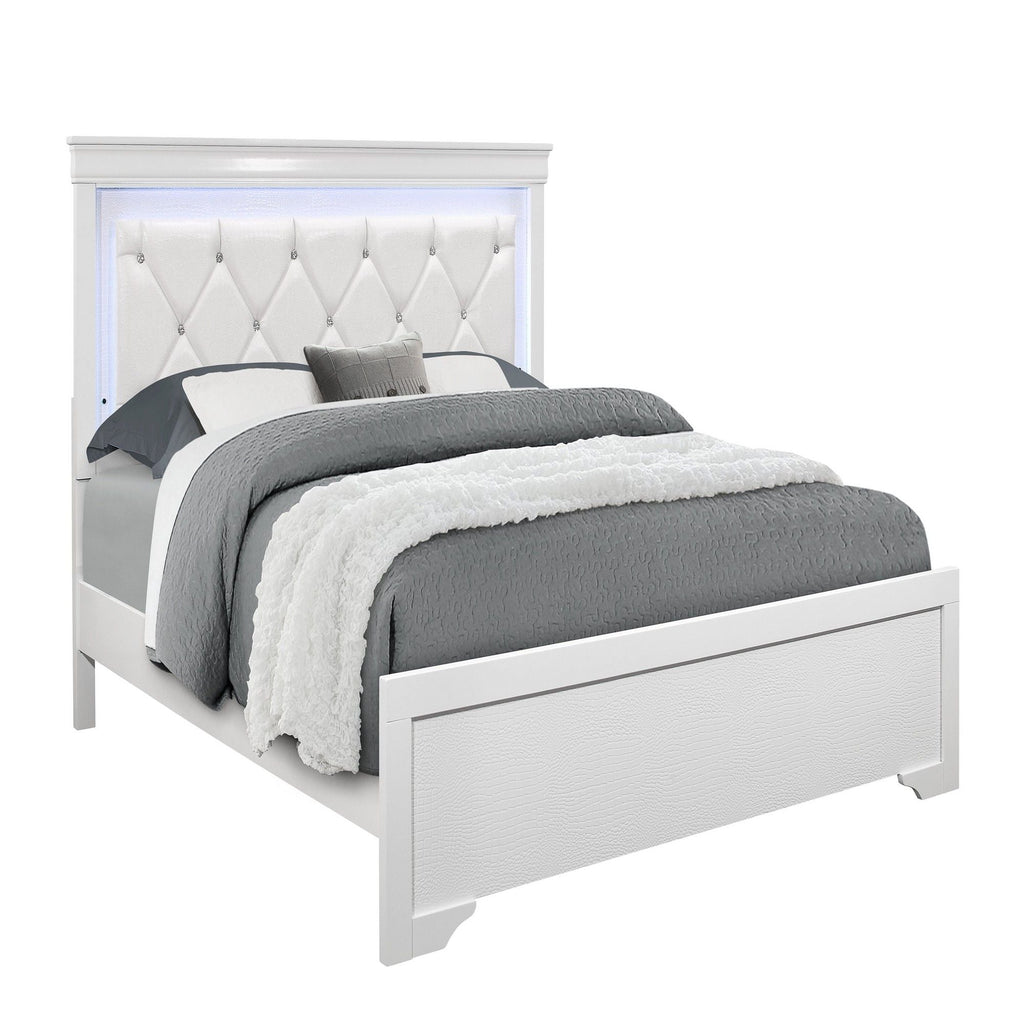 Shaker - Bed With LED Lighting And Crystal Inspired Tufted Headboard by Unique Piece Furniture