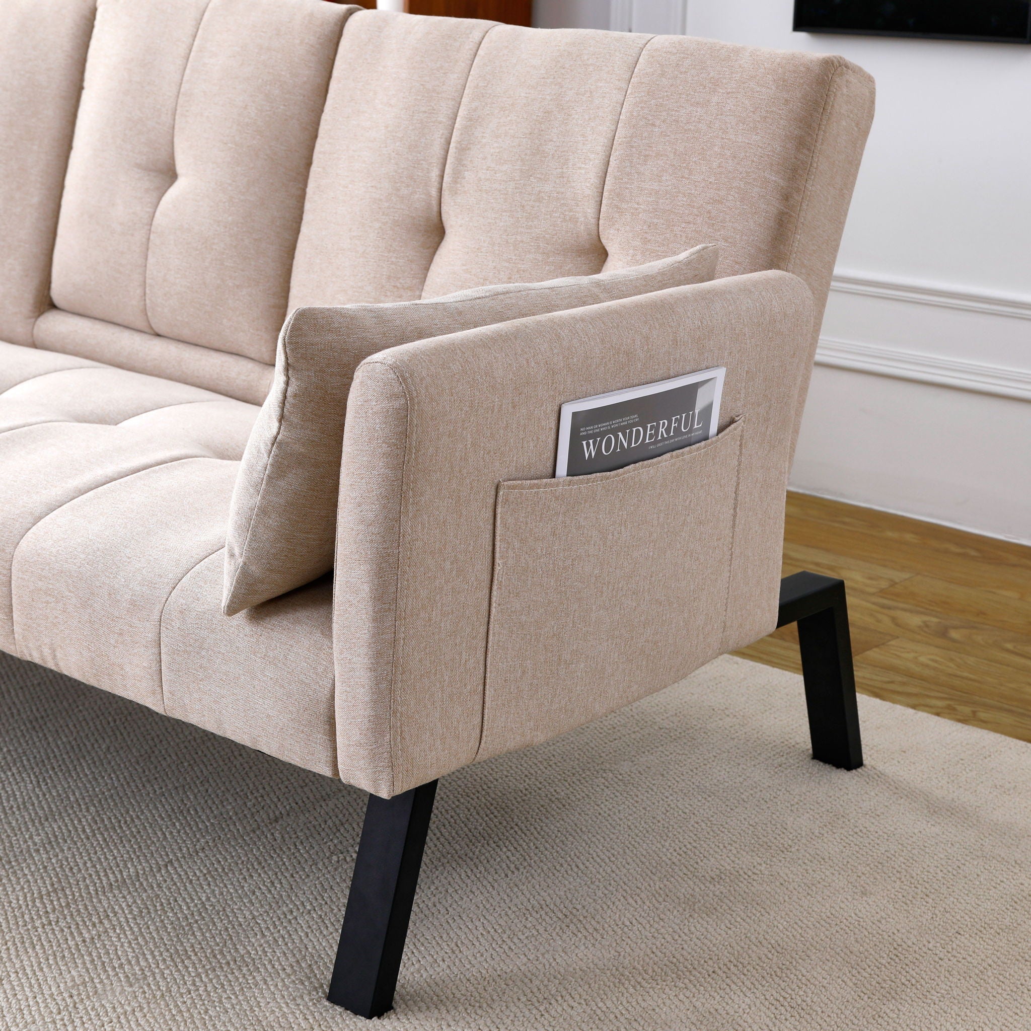 Sofa Bed With Foldable Design And Cup Holder by Unique Piece Furniture