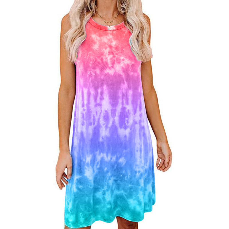 Tie-dye Printed Loose Short-sleeved Dress Women by Wild and Free Boutique