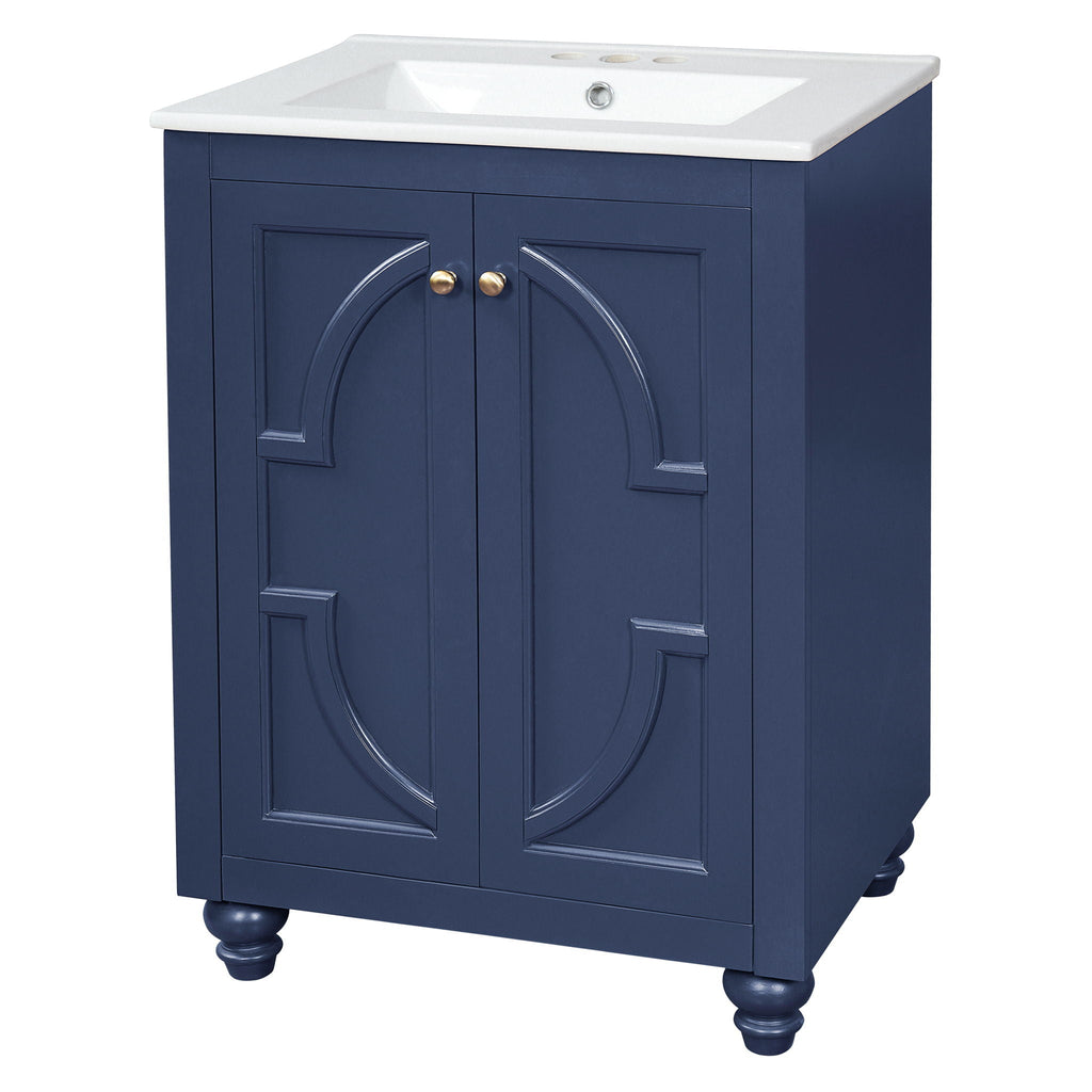 Bathroom Vanity With Ornate Elliptical Motif, Soft Close Hinges by Unique Piece Furniture