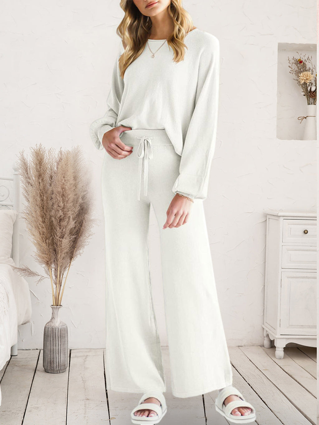 Long Sleeve Lounge Top and Drawstring Pants Set by Wild and Free Boutique