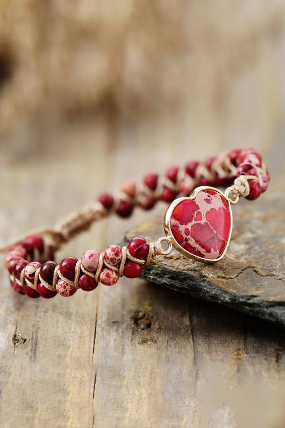 Handmade Heart Shape Natural Stone Bracelet by Wild and Free Boutique