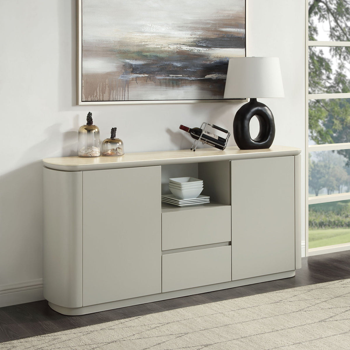 Ingram - Ceramic Top Server - Light Gray by Unique Piece Furniture