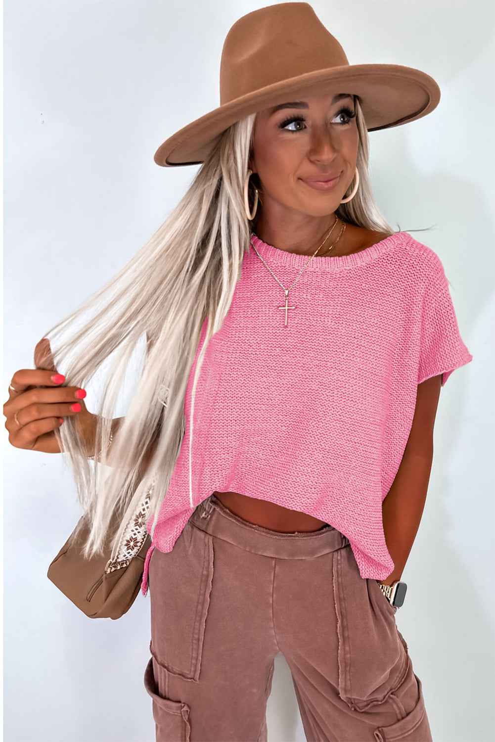 Black Solid Color Sweater Tee with Side Slits by Wild and Free Boutique