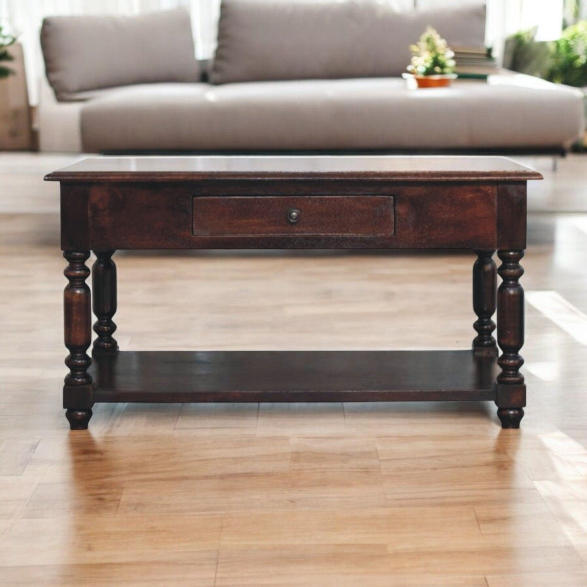 Turned Legs Drawer Table by Unique Piece Furniture