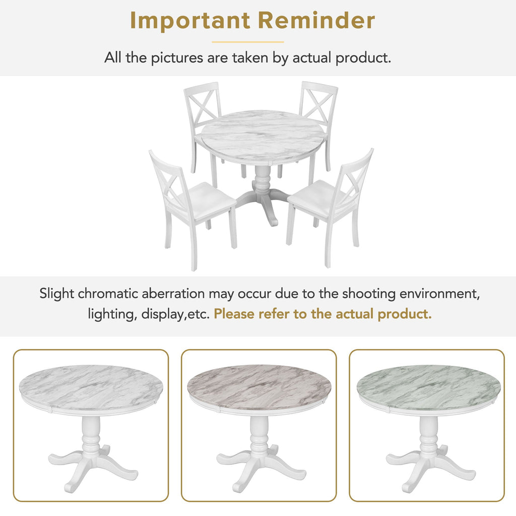 5 Pieces Dining Table And Chairs Set For 4 Persons, Kitchen Room Solid Wood Table With 4 Chairs by Unique Piece Furniture
