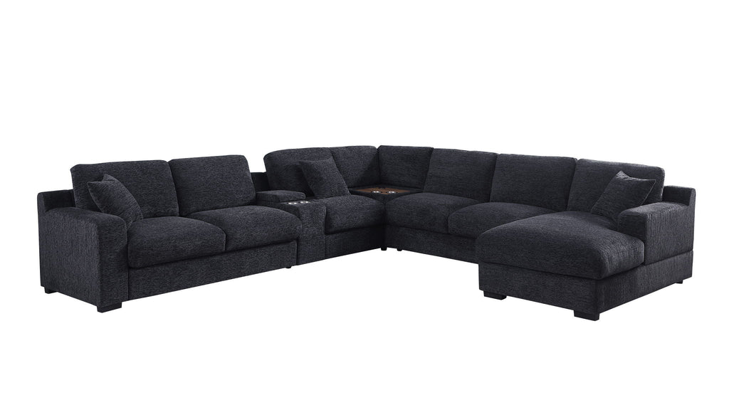 Celine - Fabric Corner Sectional Sofa With Right-Facing Chaise, Cupholders, And Charging Ports by Unique Piece Furniture