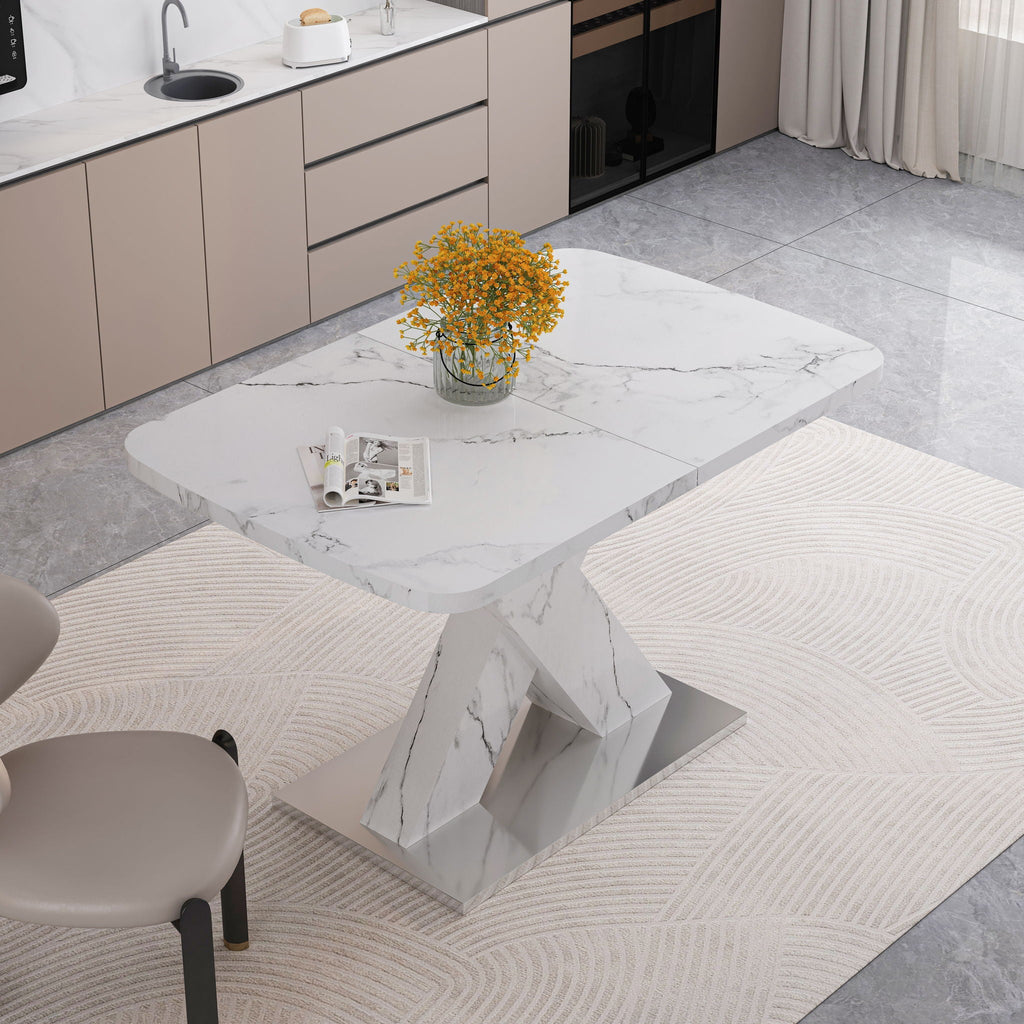 Modern Rectangle Dining Table With Stretchable TopAnd X Shape Legs by Unique Piece Furniture